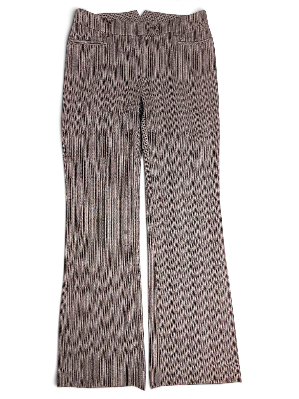 JAKE & IPI Next brown and cream pinstripe cotton trousers with a straight leg and extra-long fit.