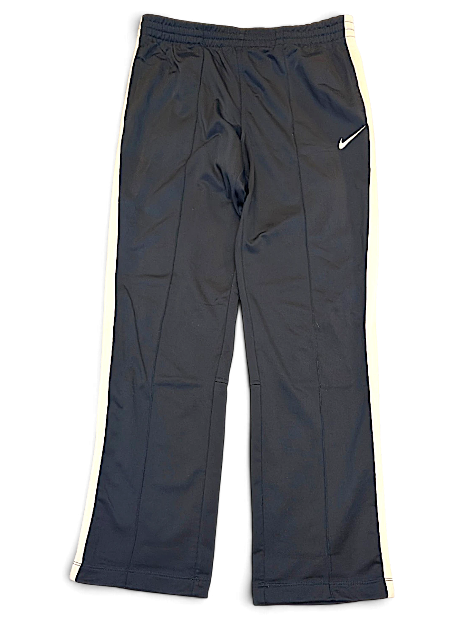 JAKE & IPI pre-owned navy Nike track pants with white side stripes and embroidered Swoosh logo