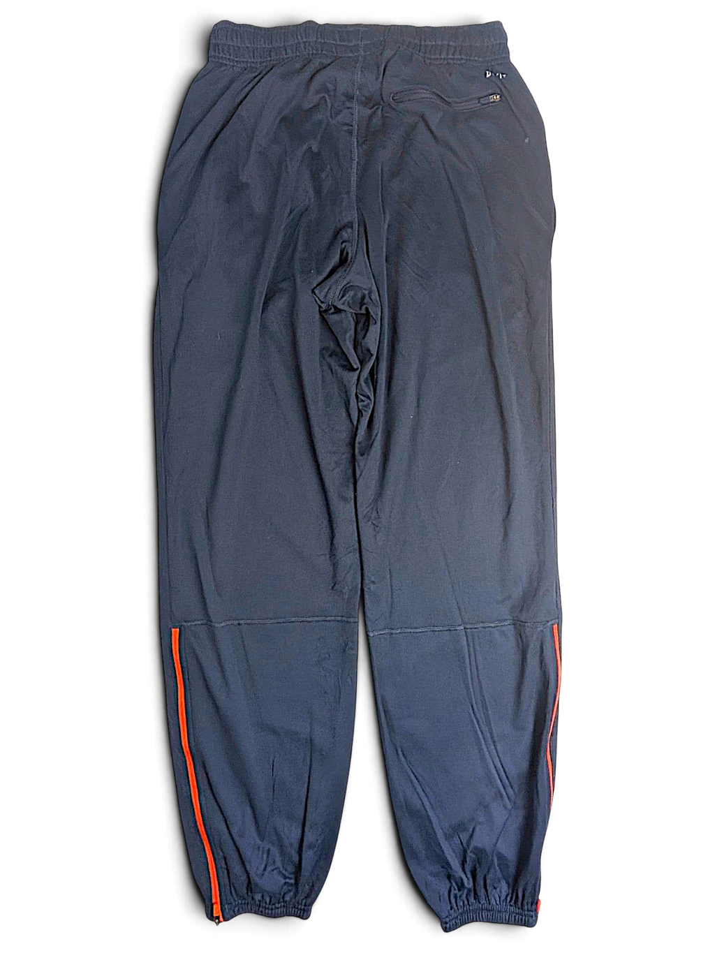 JAKE & IPI Nike NFL Chicago Bears navy blue Dri-FIT track pants with orange side stripes and zipped cuffed hems