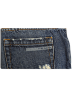 JAKE & IPI Prada blue cotton straight-leg jeans back pocket with distressed detailing and contrast stitching
