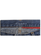 JAKE & IPI pre-owned blue Prada straight-leg jeans featuring a branded waistband and red interior trim detail