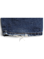 JAKE & IPI Prada blue cotton straight-leg jeans featuring heavily frayed and distressed hem detail