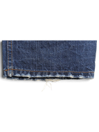 JAKE & IPI Prada blue cotton jeans featuring a distressed frayed hem with contrast stitching