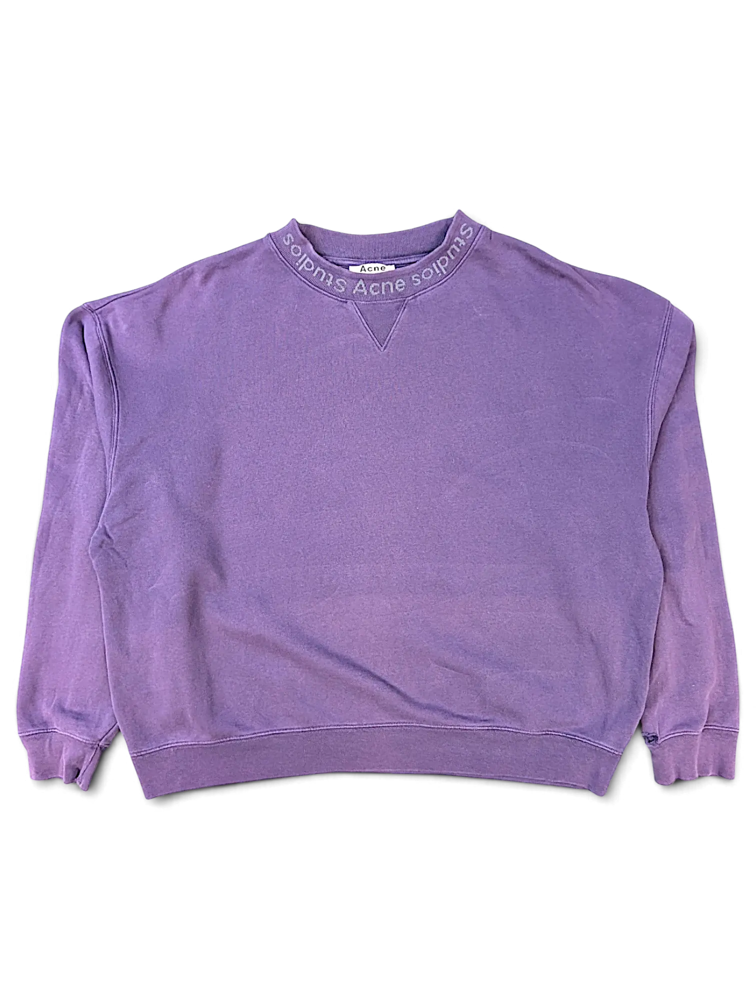 JAKE & IPI purple Acne Studios crewneck sweatshirt with embroidered collar detail