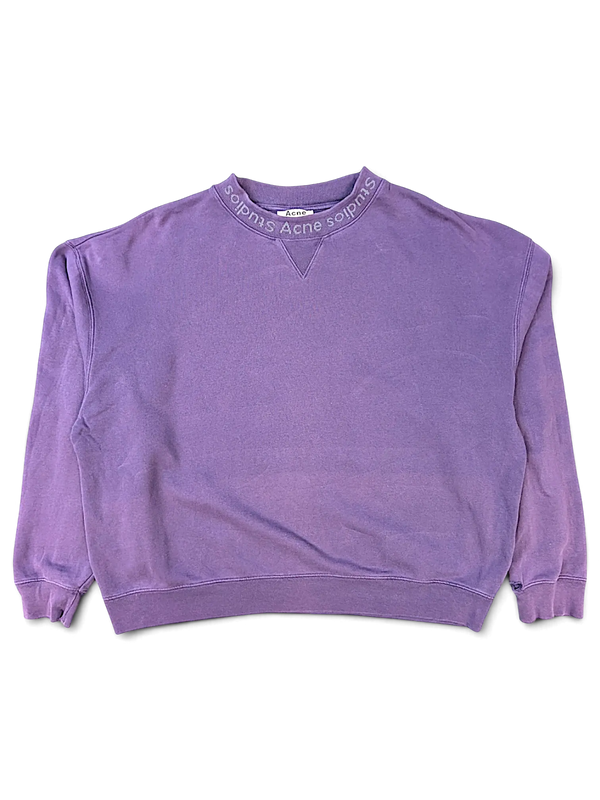 JAKE & IPI purple Acne Studios crewneck sweatshirt with embroidered collar detail