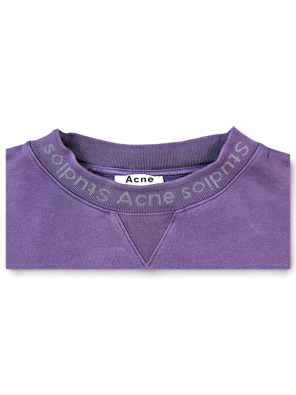 JAKE & IPI purple cotton sweatshirt with ribbed collar and embroidered Acne Studios logo detail