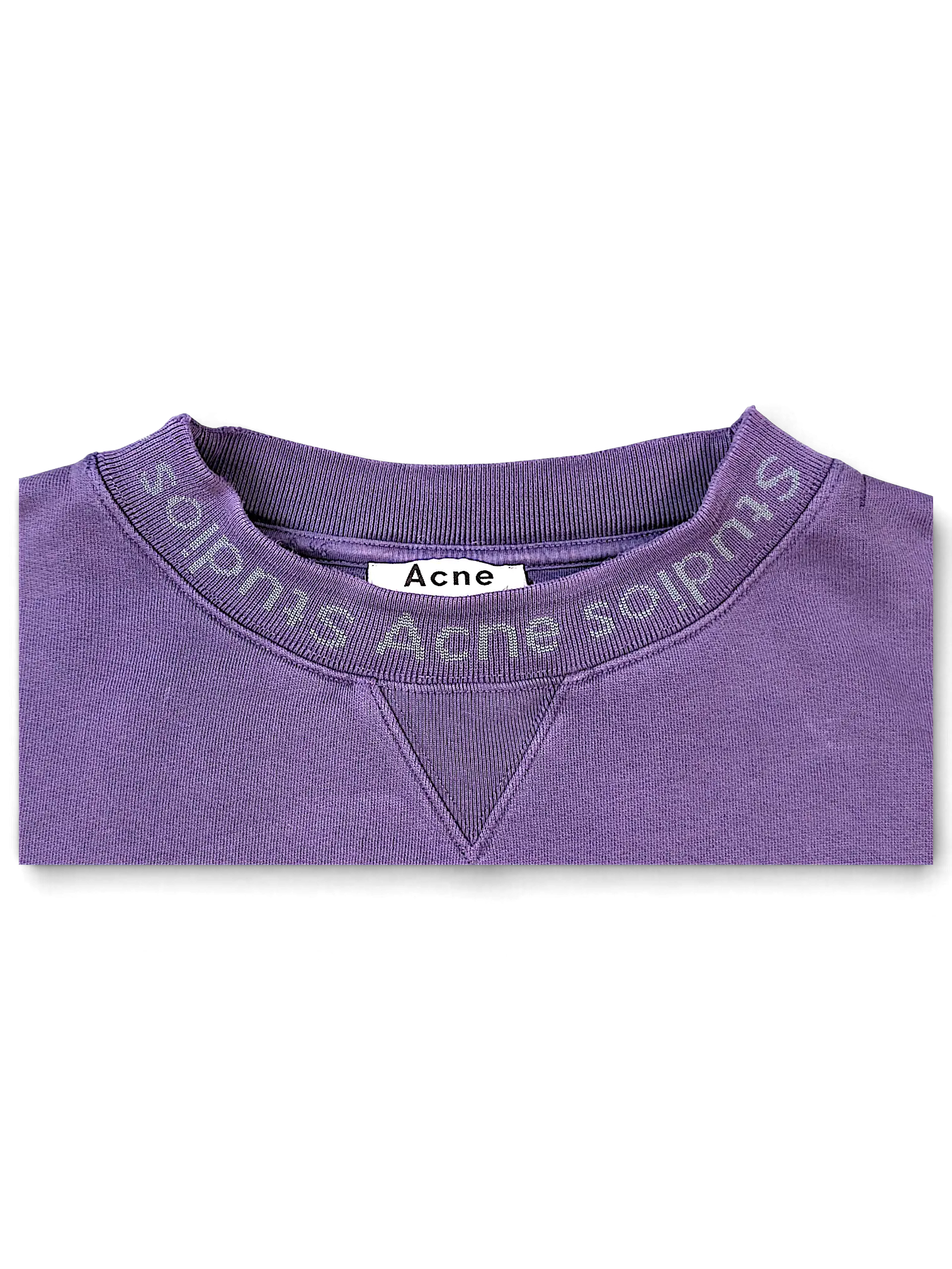 JAKE & IPI purple cotton sweatshirt with ribbed collar and embroidered Acne Studios logo detail