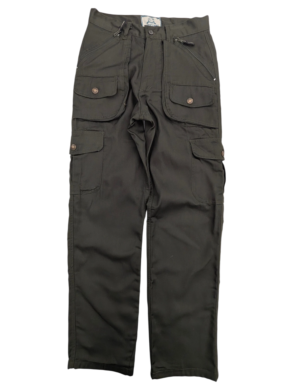 JAKE & IPI Ranger's Sport Cargo Pants in dark green, featuring multiple flap pockets with button closures and zippered pockets.