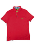 JAKE & IPI pre-owned red BOSS Green polo shirt with green placket detail and checked inner collar