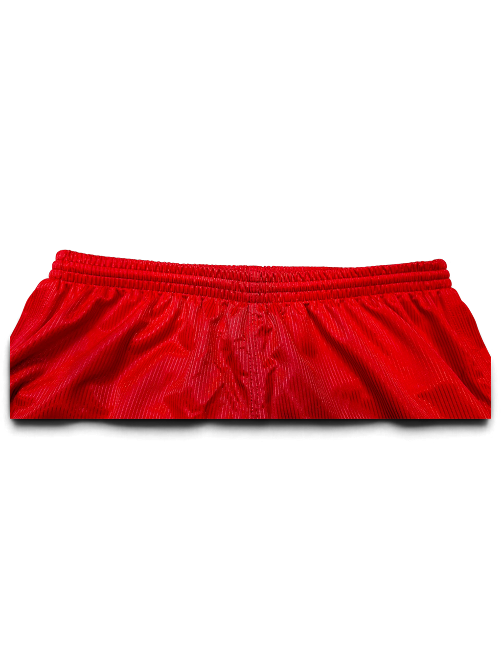 JAKE & IPI Diadora Real red football shorts showing the elasticated waistband