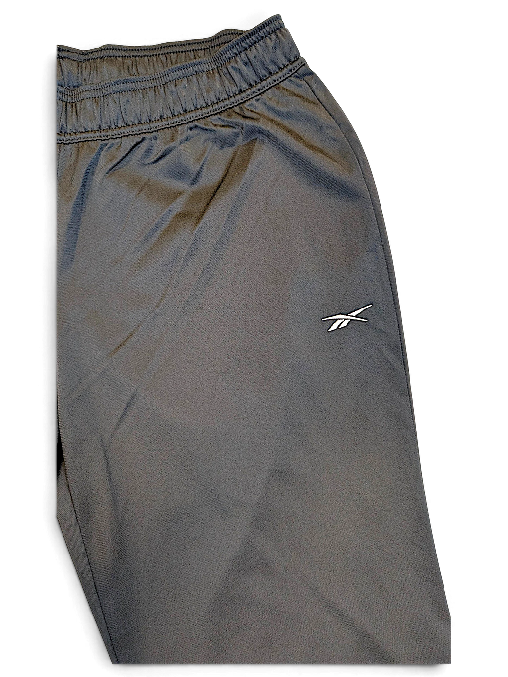 JAKE & IPI pre-owned Reebok black polyester track pants with tapered fit and white logo detail