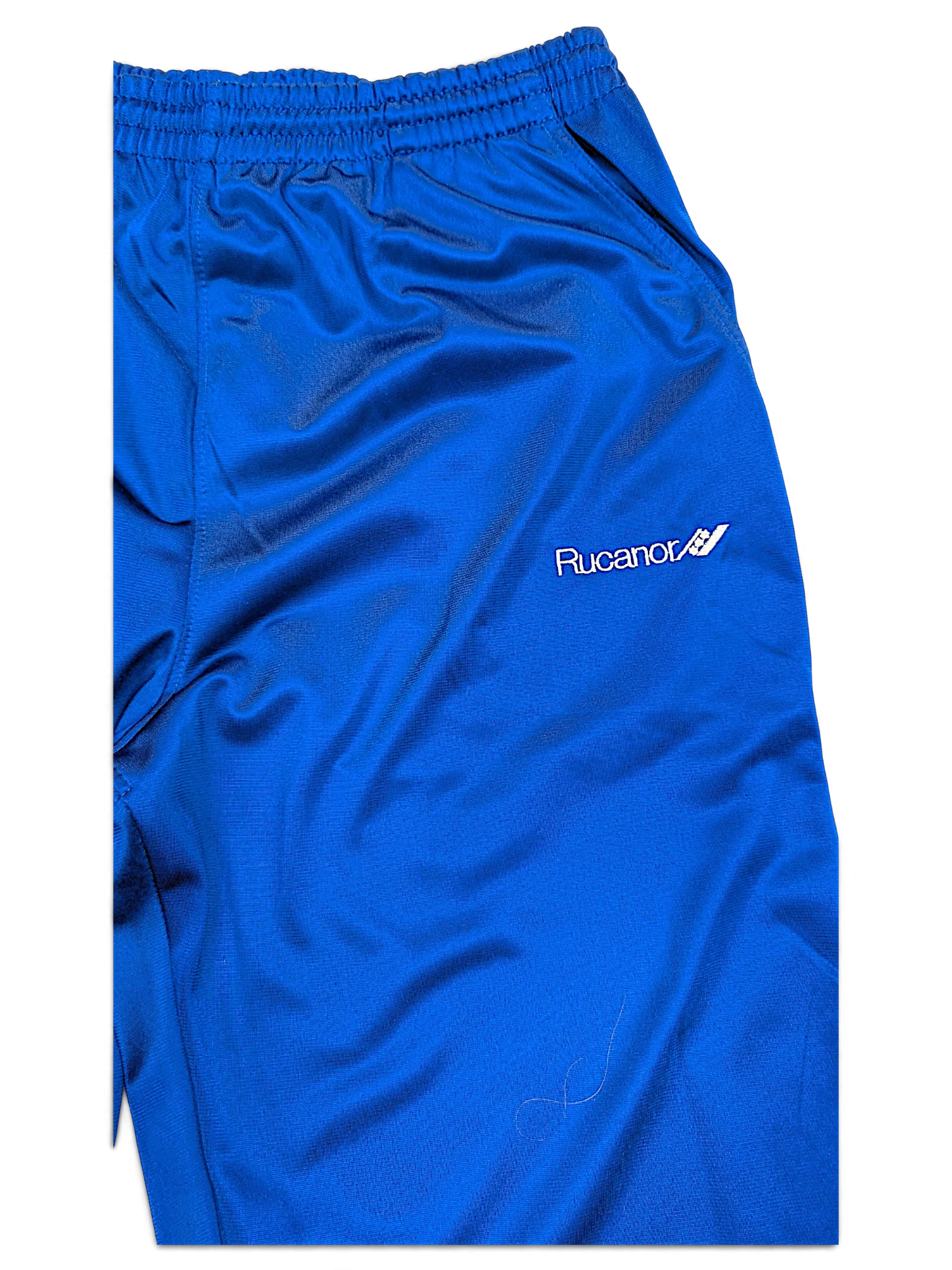 JAKE & IPI pre-owned Rucanor royal blue track pants with elastic waist and white logo detail