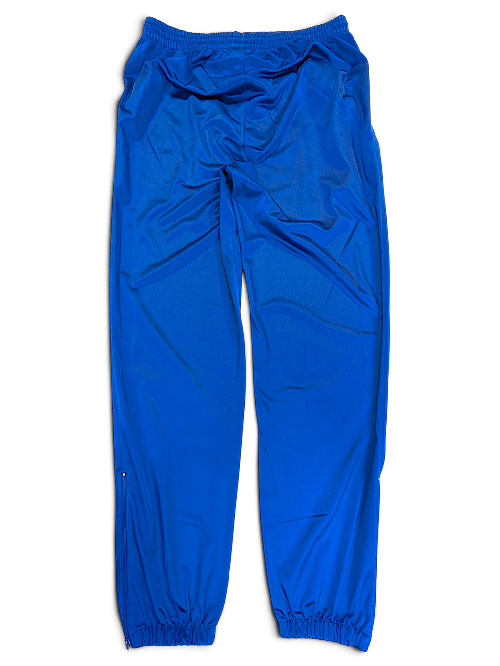 JAKE & IPI pre-owned Rucanor royal blue track pants with elastic waist and retro sportswear styling.