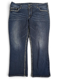 JAKE & IPI Silver Jeans Suki dark wash denim capris with contrast stitching and whiskering details