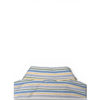 JAKE & IPI Tommy Hilfiger short sleeve button-down shirt featuring a white, blue, green, and yellow vertical stripe.