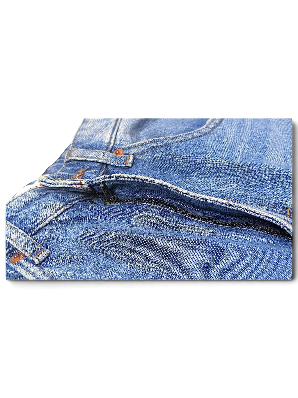 JAKE & IPI Tommy Jeans blue denim pants featuring a classic metal zipper fly and five-pocket construction.