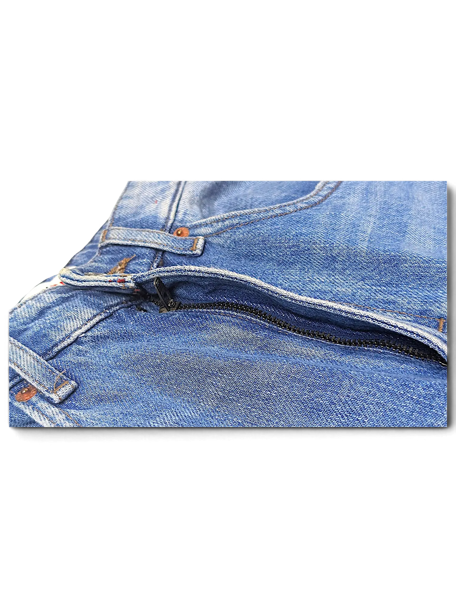 JAKE & IPI Tommy Jeans blue denim pants featuring a classic metal zipper fly and five-pocket construction.