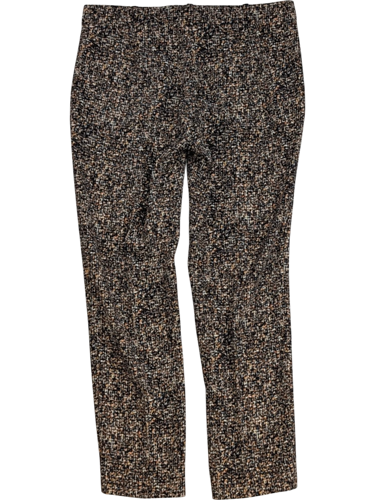 JAKE & IPI slim tailored trousers in a tweed-effect weave with black, beige, and brown tones. Made in Italy.