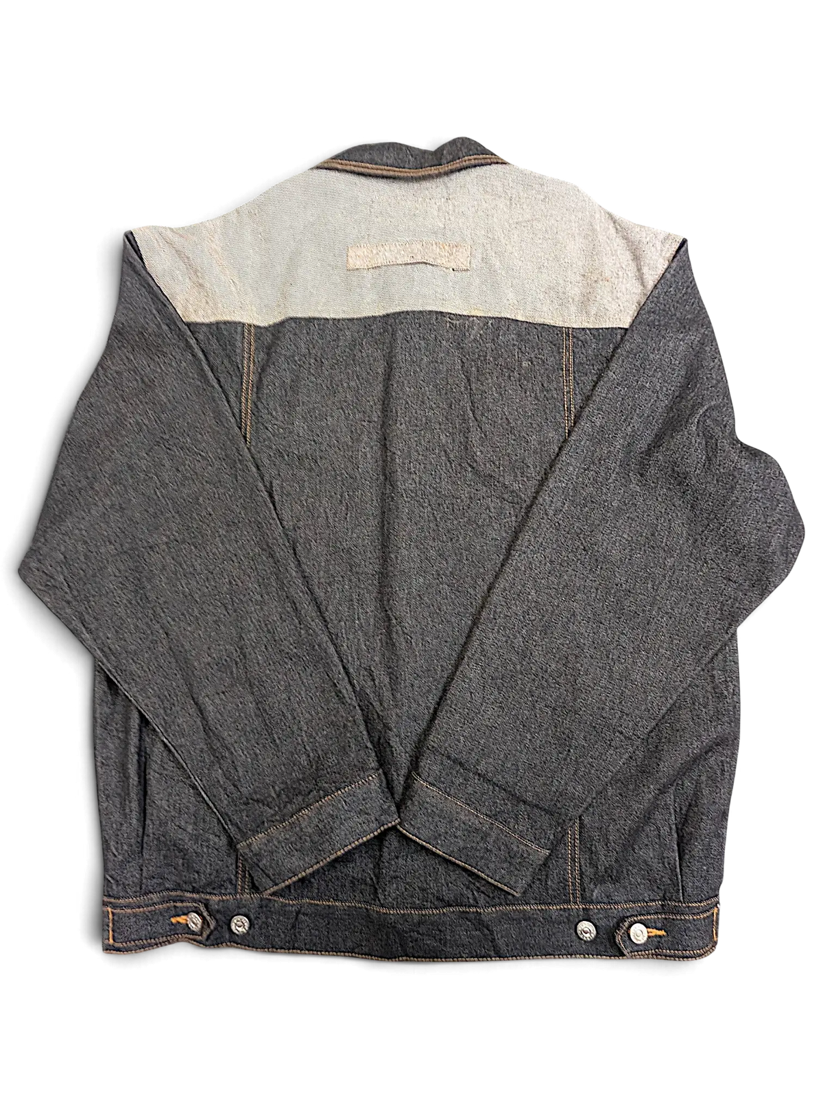 JAKE & IPI VIBES denim jacket in dark grey with a contrasting light beige back yoke panel and buttoned hem