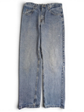 JAKE & IPI Wrangler blue denim jeans with a classic straight leg fit and light wash finish