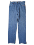 JAKE & IPI Wrangler 31MWZPW medium wash blue denim jeans with classic five-pocket styling and straight leg fit.