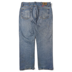 JAKE & IPI Wrangler 96501DS siniset farkut takaa, taskut ja nahkalappu.