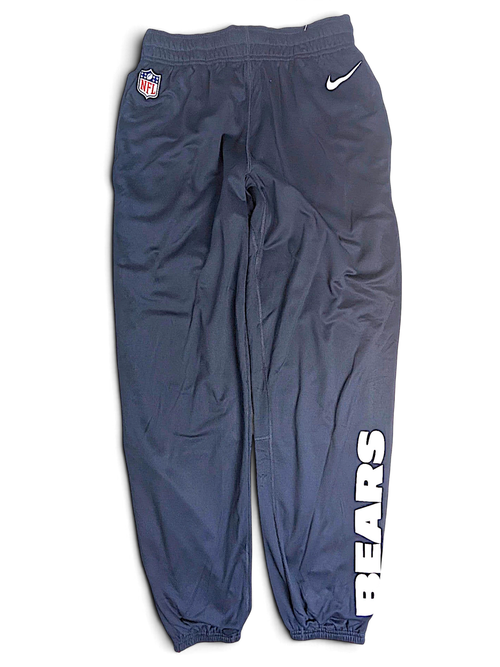 JAKE & IPI Nike NFL Chicago Bears navy blue Dri-FIT track pants with team branding and cuffed hems