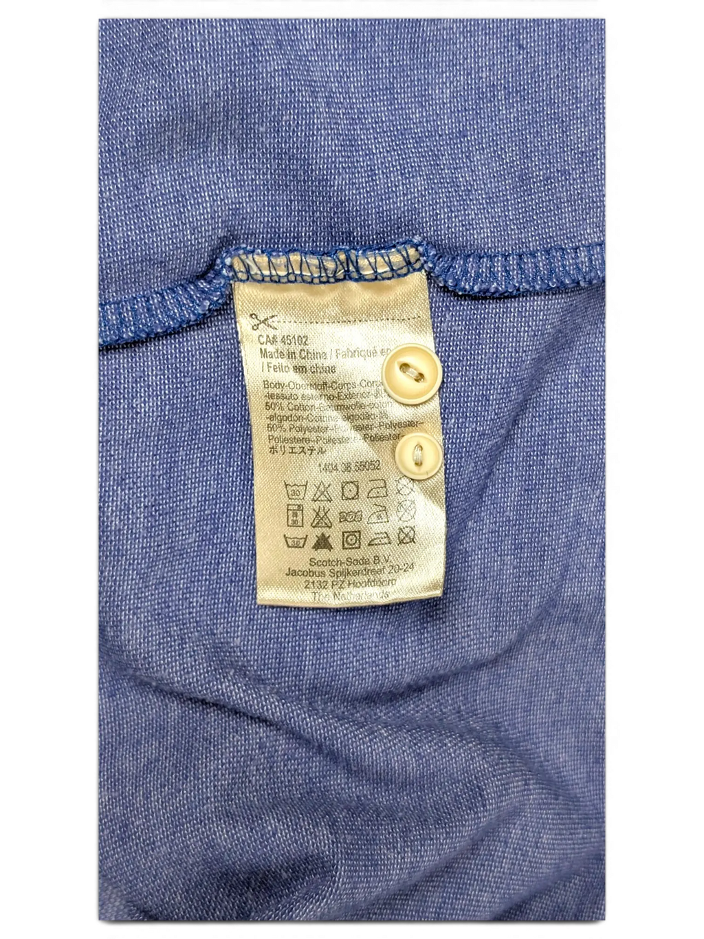 JAKE & IPI Scotch & Soda blue cotton blend polo shirt care label with spare buttons