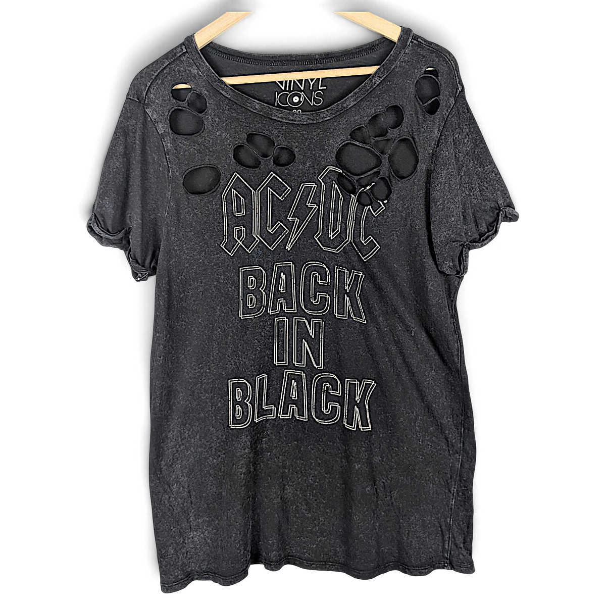 AC/DC Back in Black Distressed Black T-Shirt – front view
