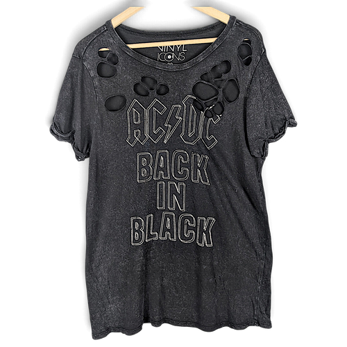 AC/DC Back in Black Distressed Black T-Shirt – front view