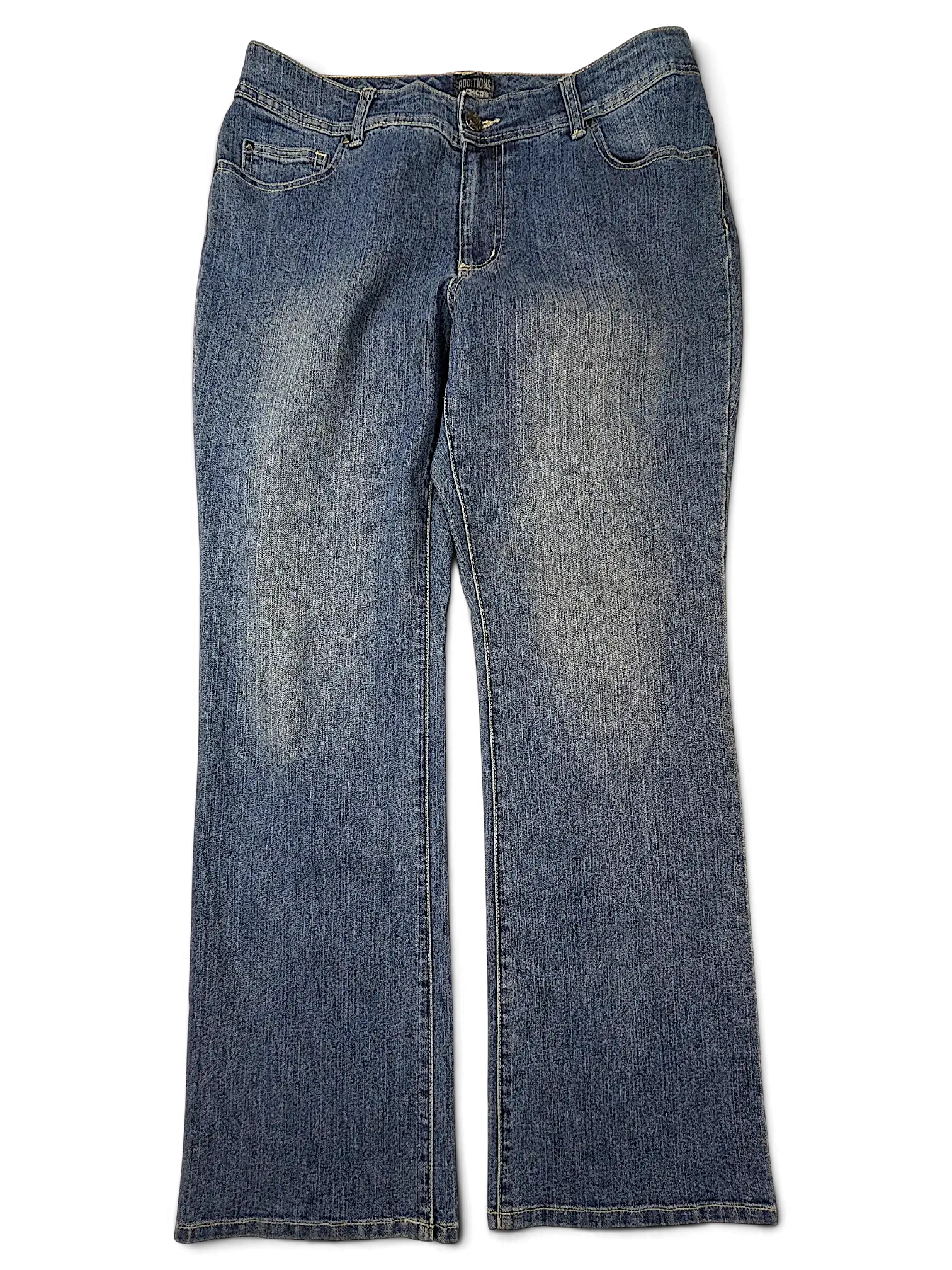 JAKE & IPI Additions by Chico's blue denim jeans with a faded wash and classic five-pocket styling.
