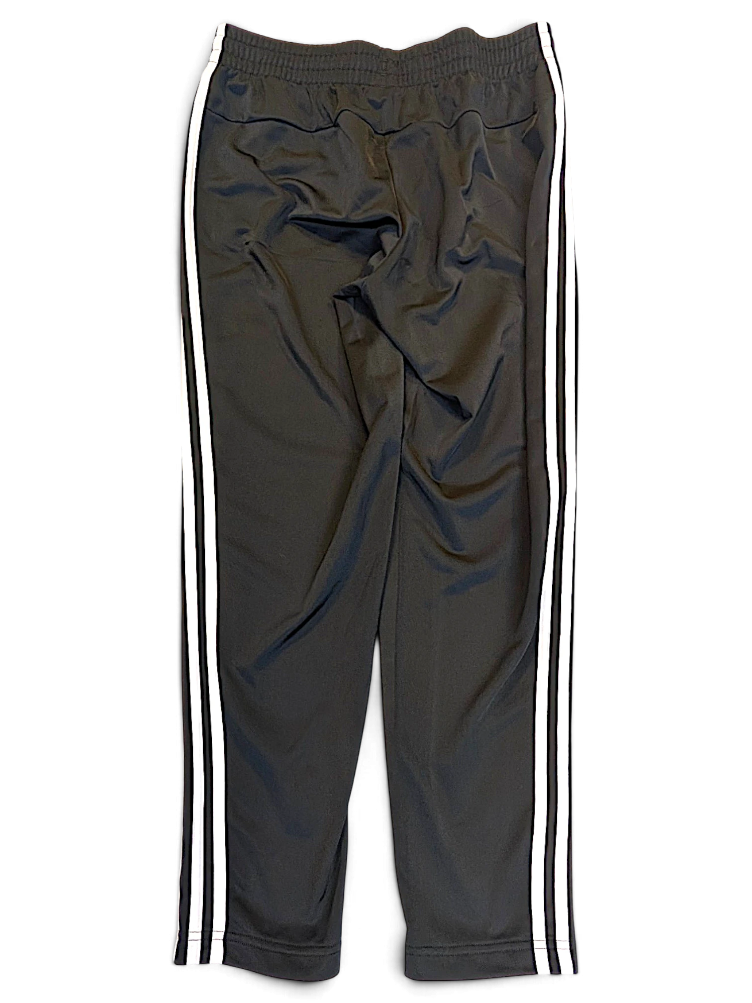 JAKE & IPI pre-owned black adidas track pants with signature white 3-stripes down the sides in a tapered silhouette.