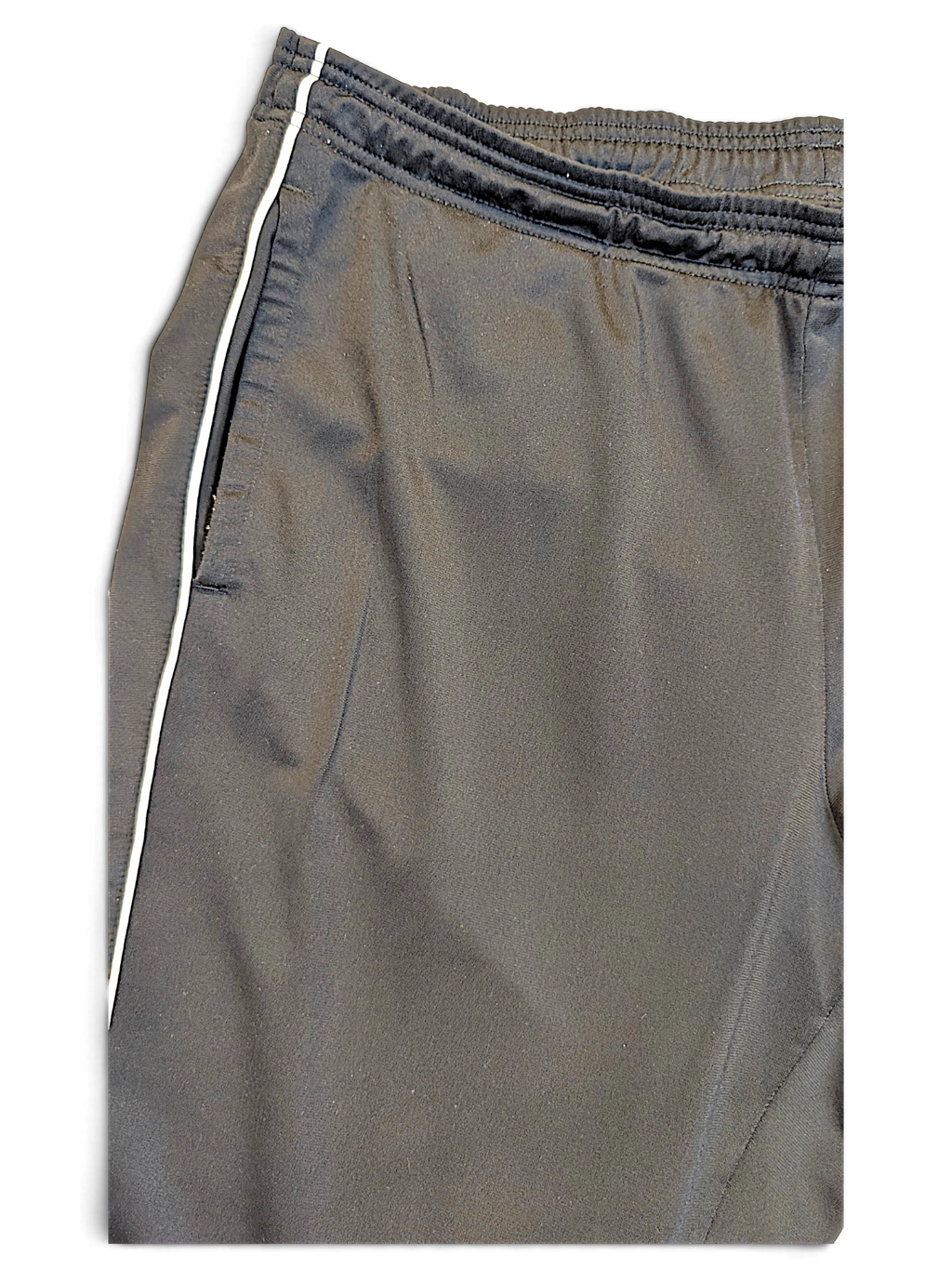 JAKE & IPI pre-owned adidas black track pants with a white contrast side stripe and elasticated waistband