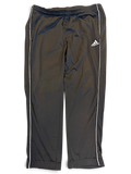 JAKE & IPI pre-owned black adidas track pants with white side stripes and elasticated waistband in size XL