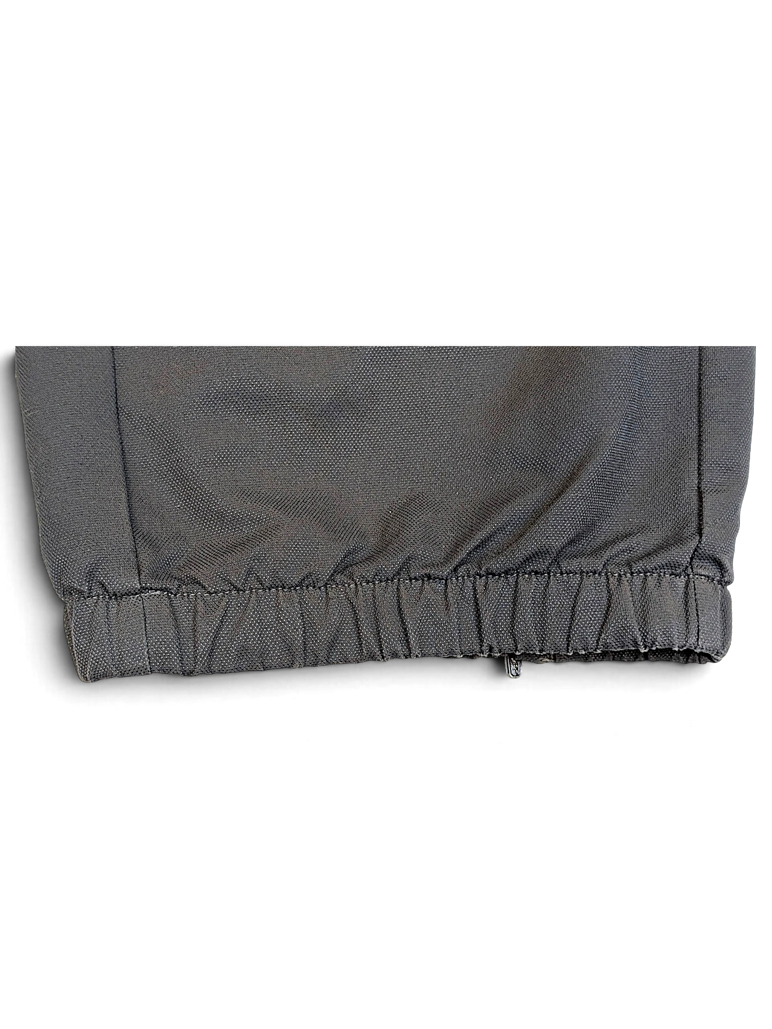JAKE & IPI adidas dark grey track pants featuring an elasticated cuffed hem with a distressed finish