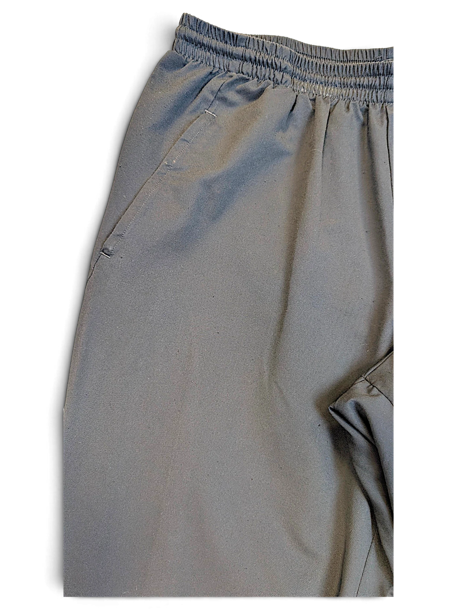JAKE & IPI pre-owned adidas dark grey track pants with an elasticated waistband and side pocket detail.