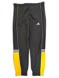 JAKE & IPI pre-owned adidas grey track pants with yellow panels, white piping, and signature branding on the leg.