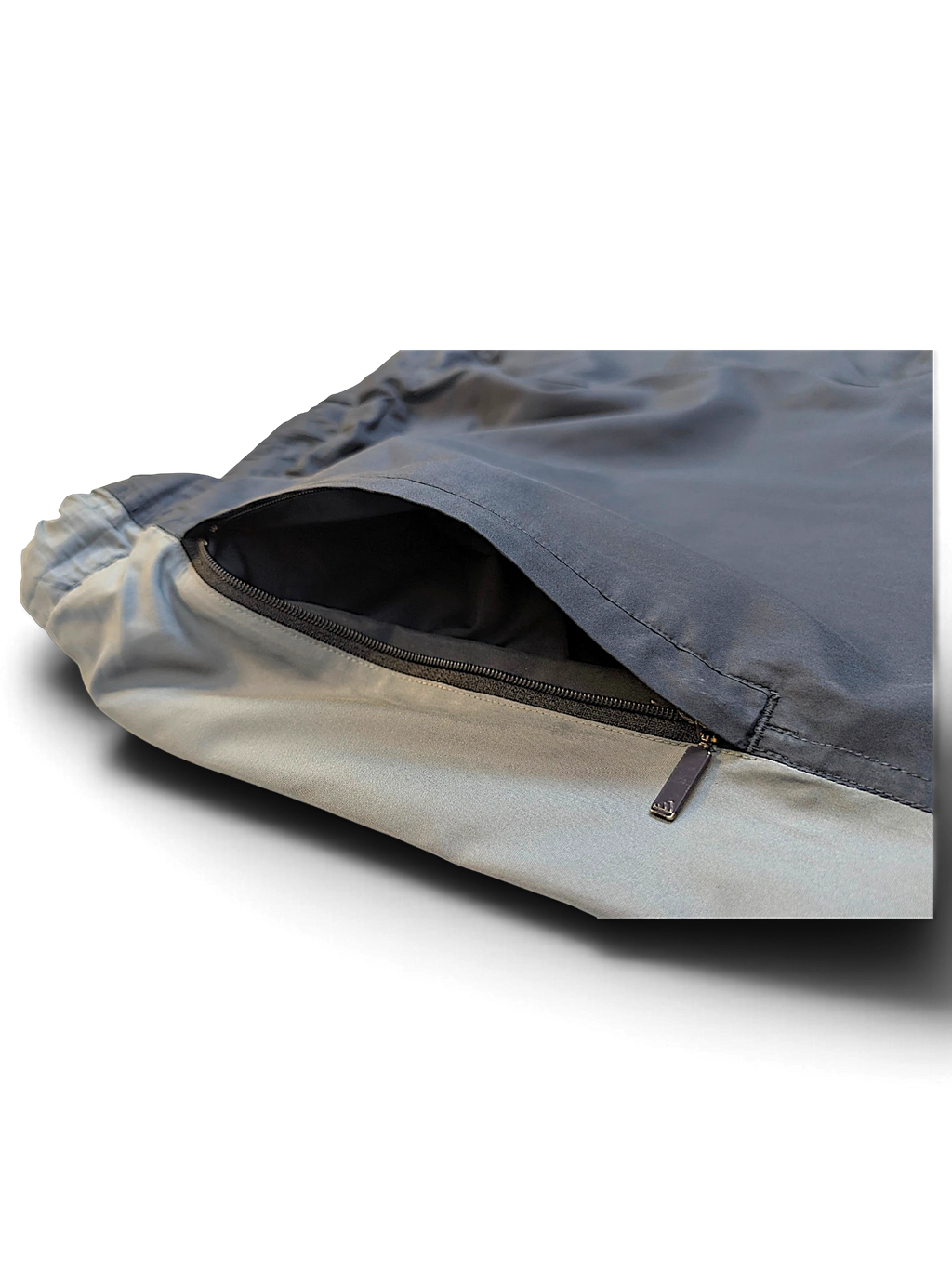 JAKE & IPI pre-owned adidas navy and grey track pants featuring a zippered side pocket detail