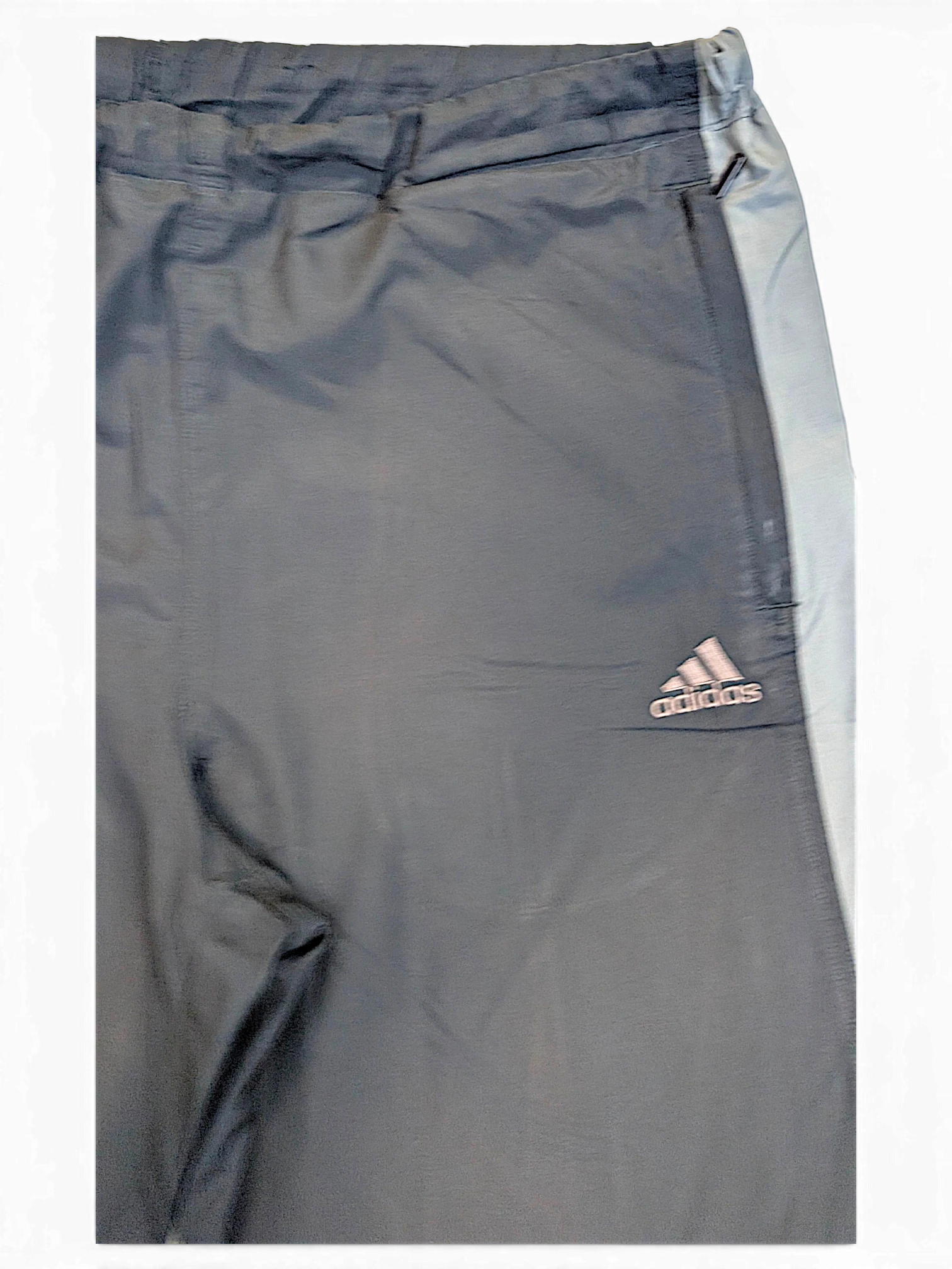 JAKE & IPI pre-owned adidas navy and grey track pants with contrast side panel and embroidered logo