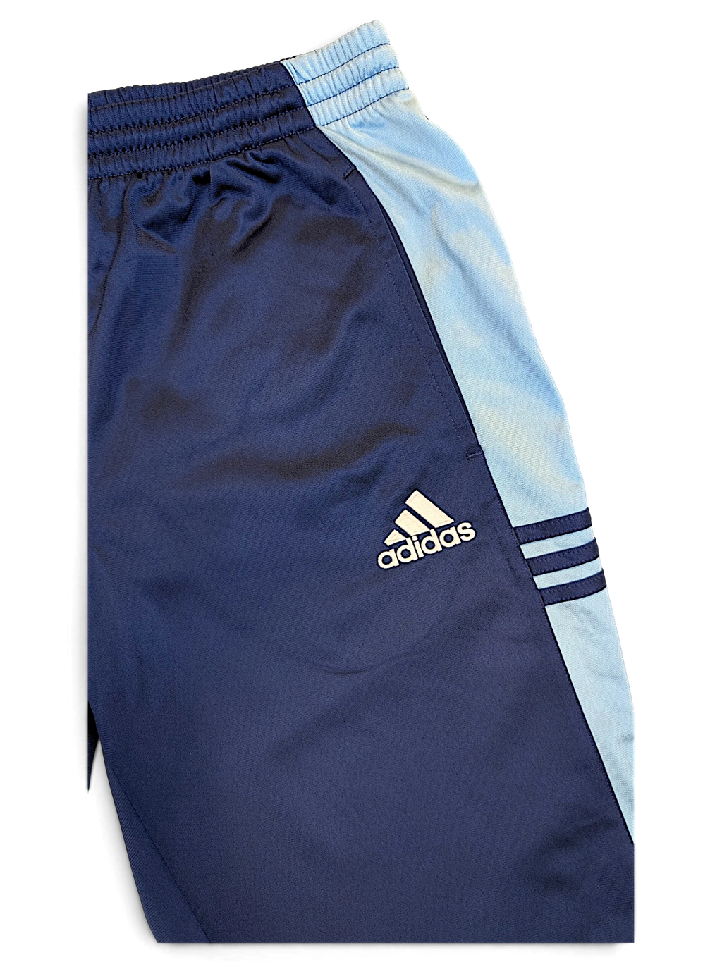JAKE & IPI pre-owned adidas navy and light blue track pants with contrast side panels and embroidered logo