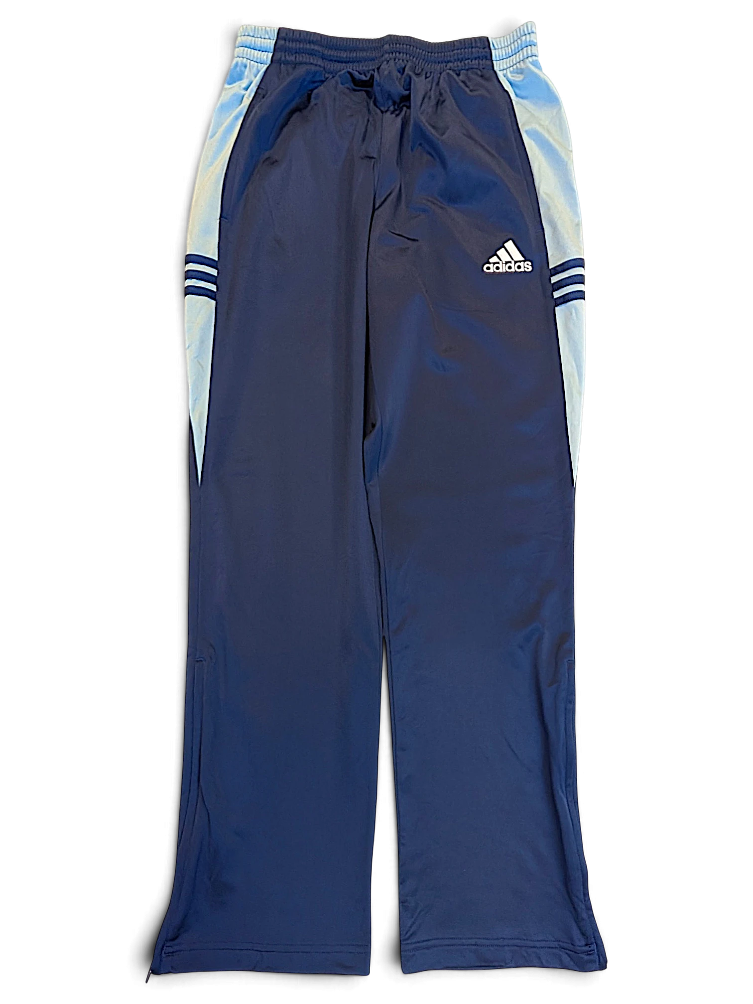 JAKE & IPI pre-owned adidas navy and light blue track pants with contrast side panels and logo detail