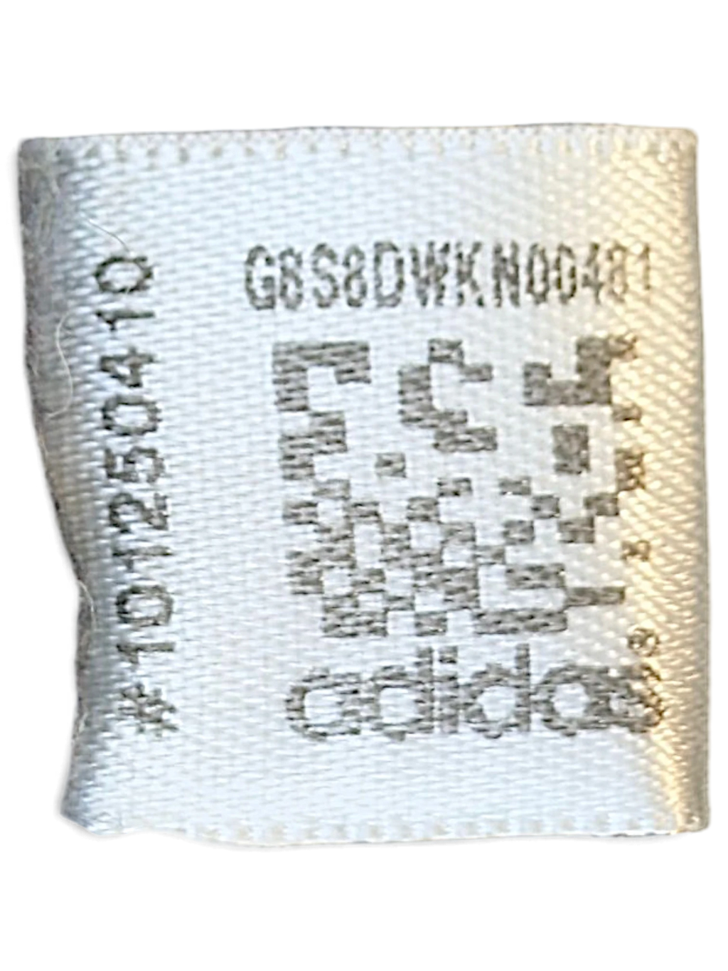 JAKE & IPI adidas track pants inner care label with QR code and product serial number