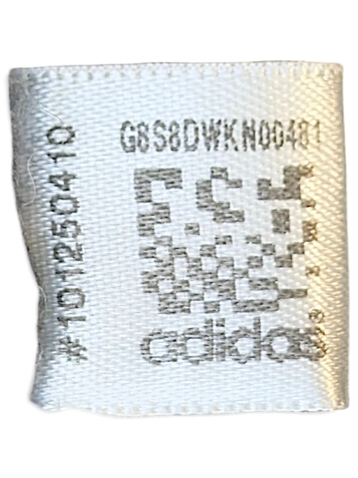 JAKE & IPI adidas track pants inner care label with QR code and product serial number