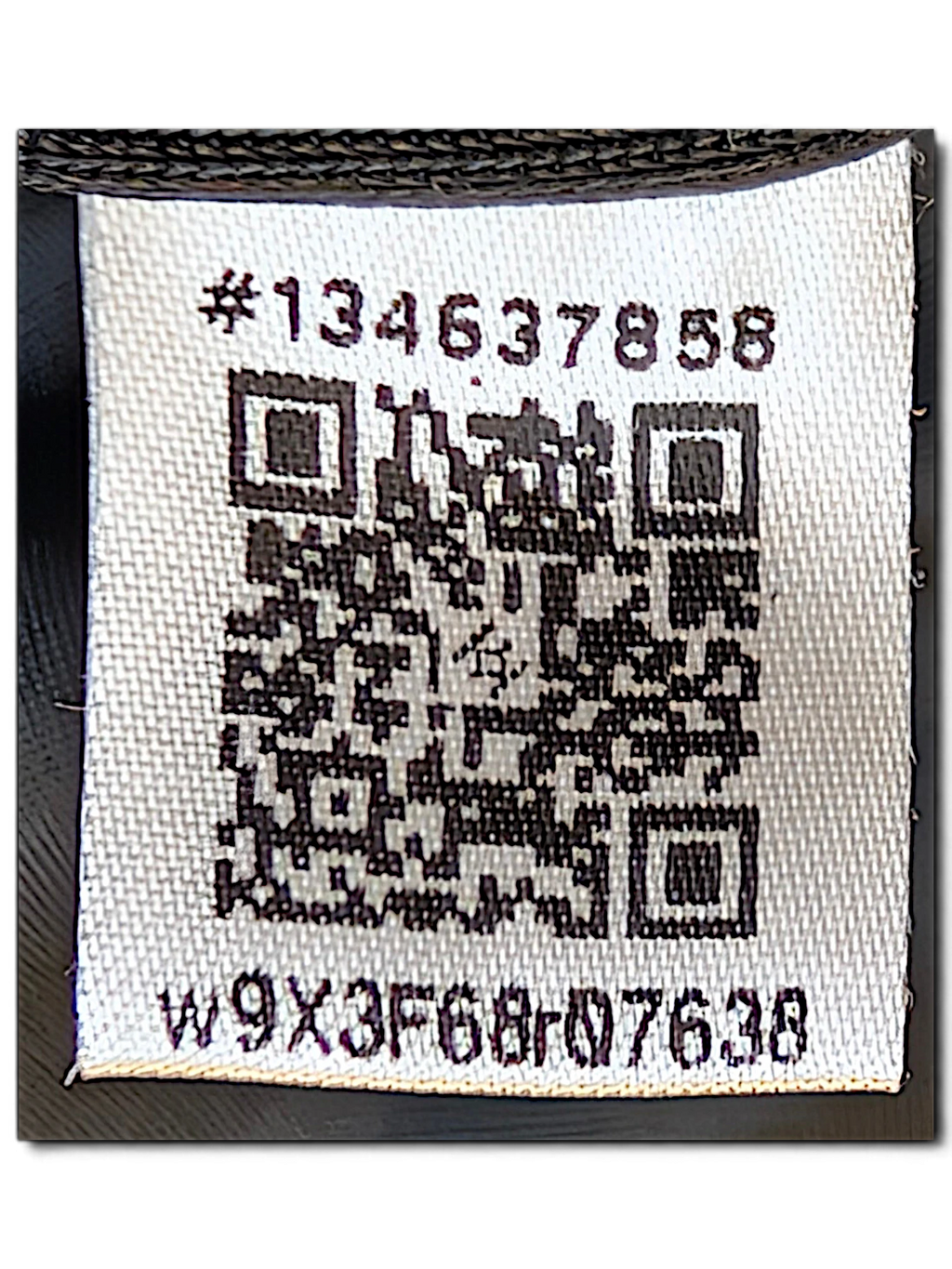 JAKE & IPI adidas track pants care label with QR code and serial number
