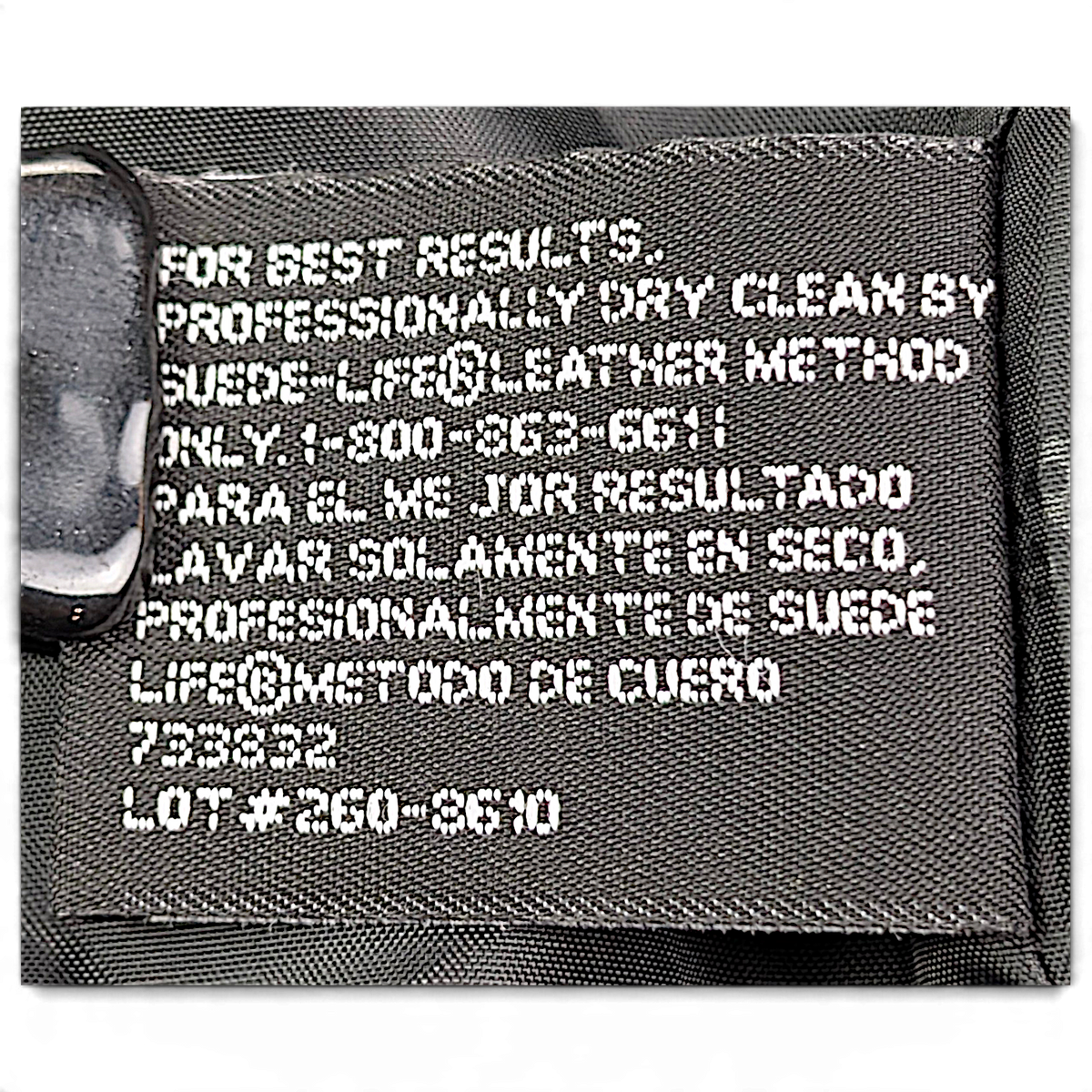 East 5th Black Genuine Leather Zip Jacket – M – care label.