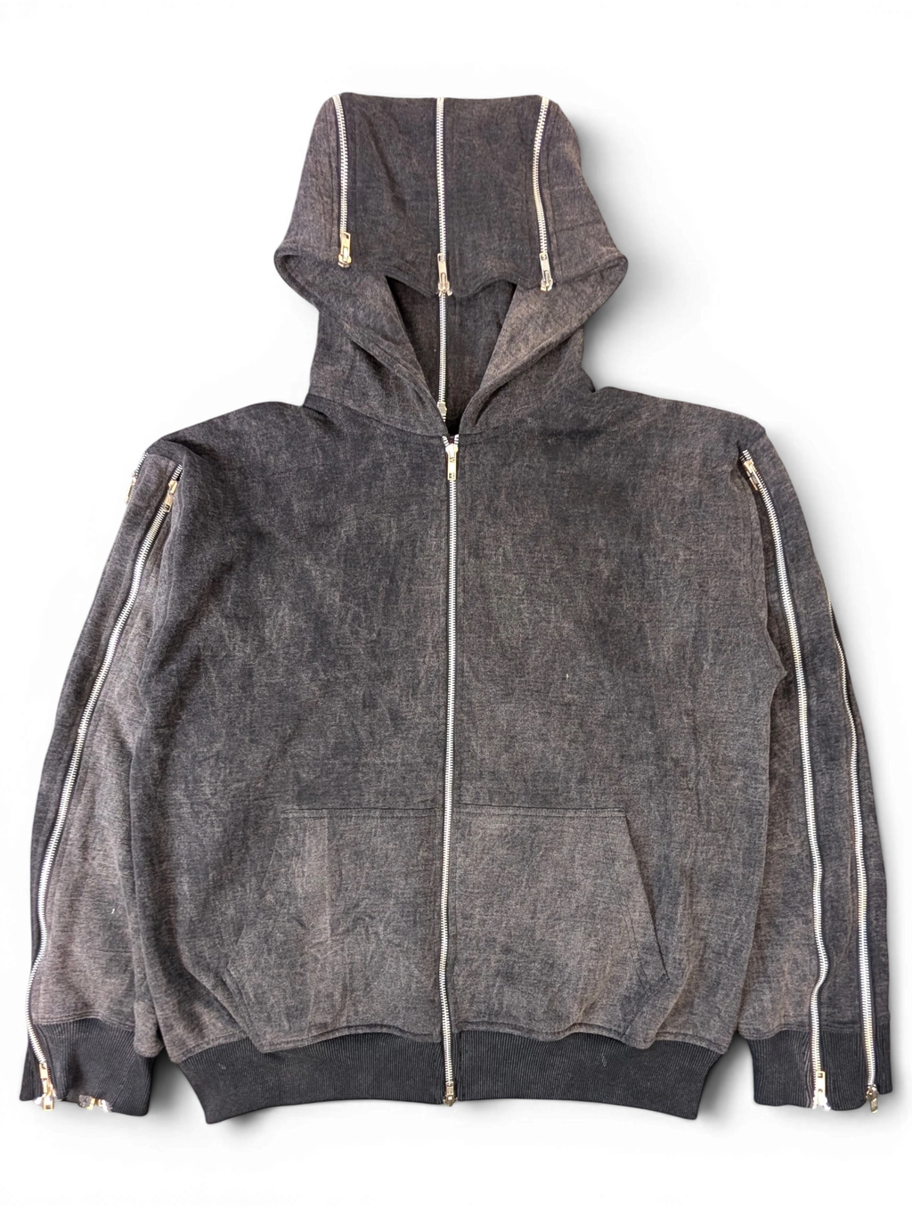 JAKE & IPI Alarikco charcoal grey zip-up hoodie with full-length sleeve and hood zippers
