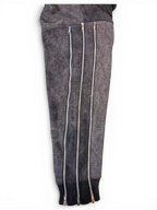 JAKE & IPI Alarikco track suit pants in charcoal grey with three vertical silver zippers and ribbed cuffs
