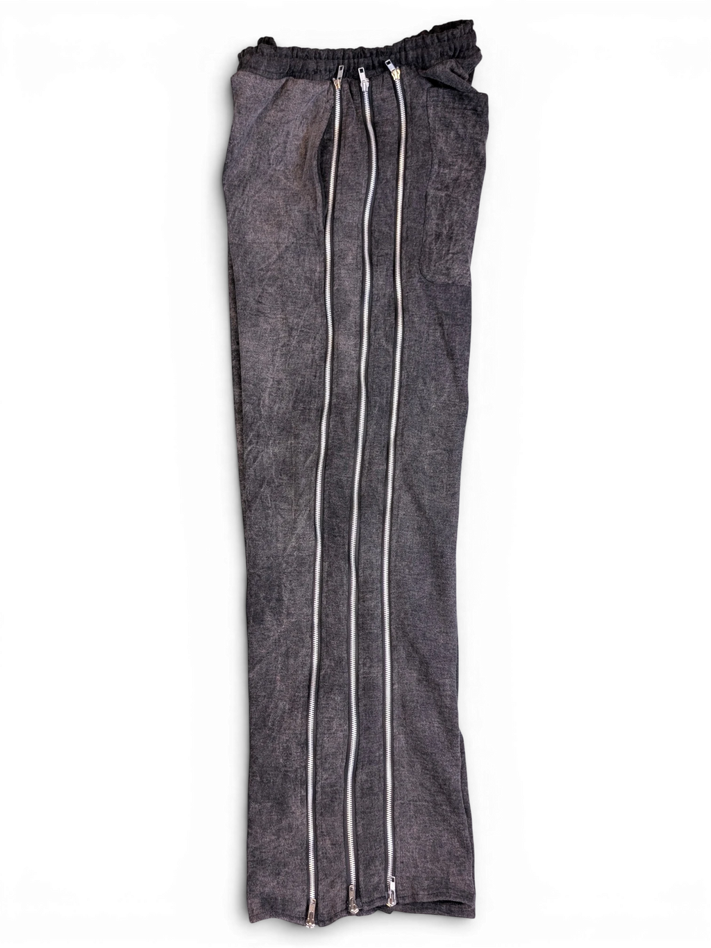 JAKE & IPI Alarikco track suit pants in charcoal grey with distinctive vertical silver zipper detailing.