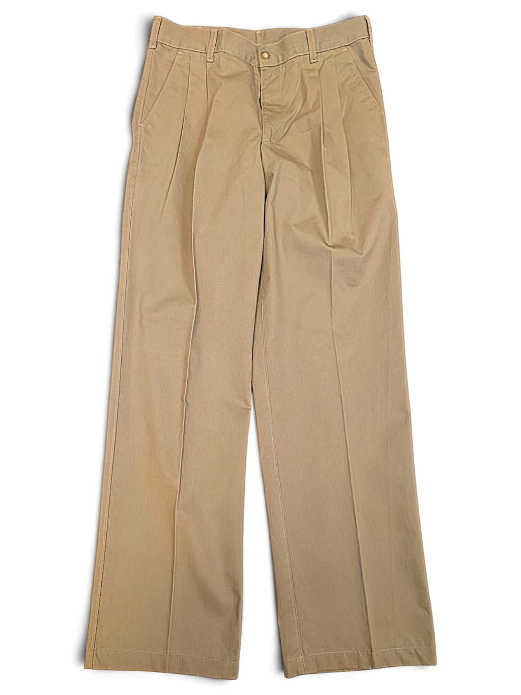 JAKE & IPI pre-owned A M A La Mode beige wide-leg trousers with a structured pleated front and relaxed fit.