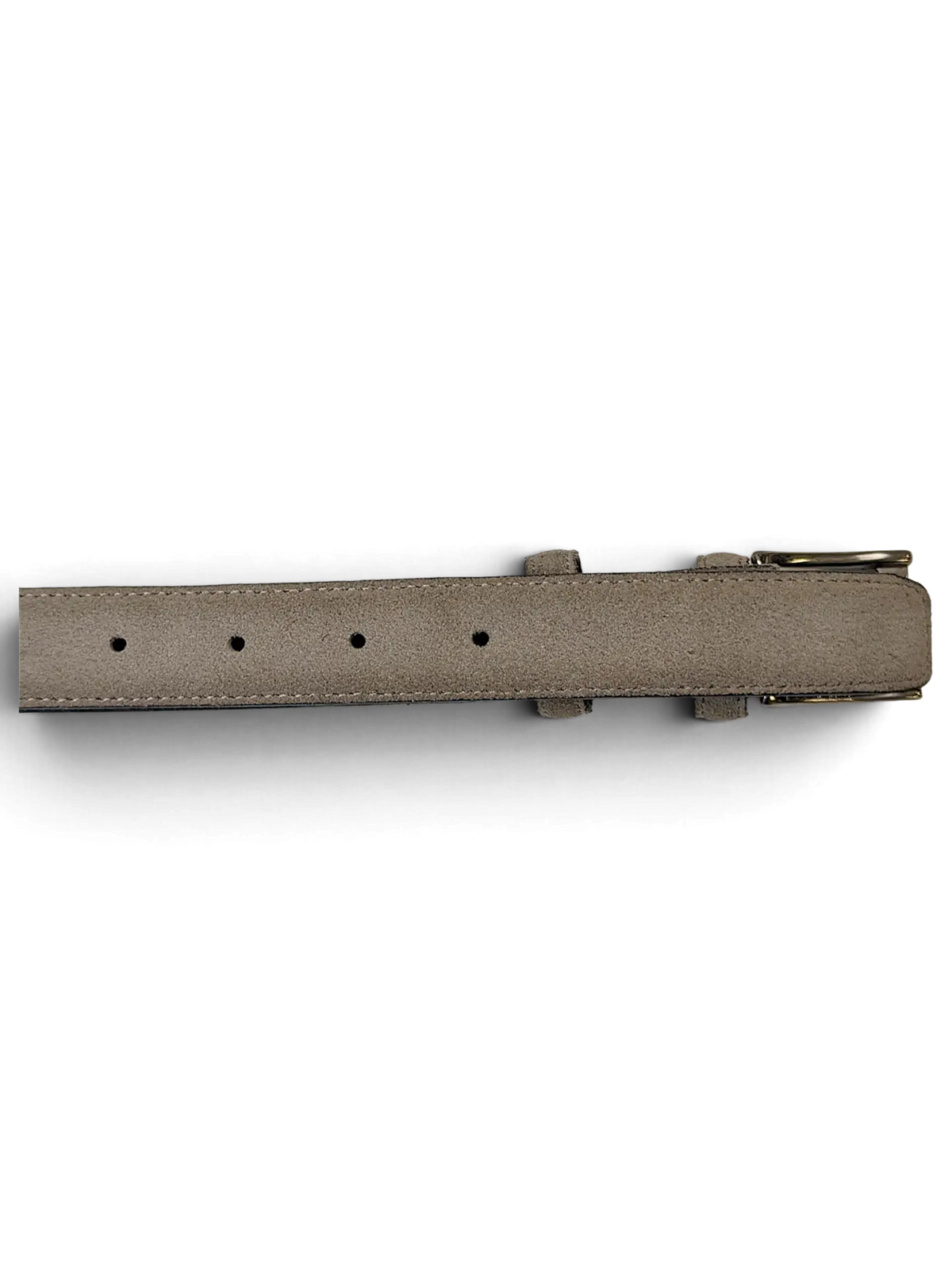 JAKE & IPI Amalia grey suede leather belt with a classic metal buckle and adjustable holes
